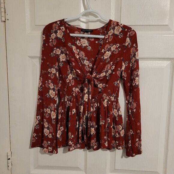 American eagle outfitters tie front boho top - Picture 1 of 6